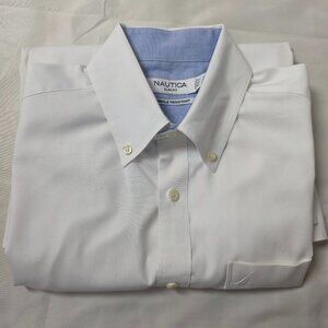 Nautica Button Up Long Sleeve Plaid Dress White Small